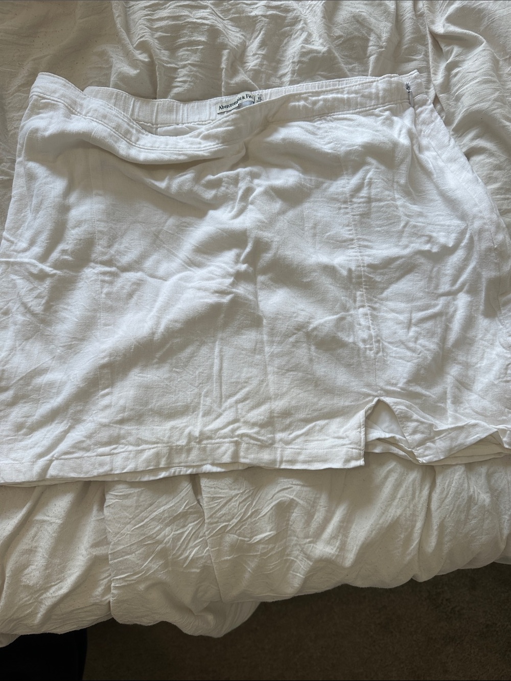 Abercrombie & Fitch White Casual Linen-Blend Skirt